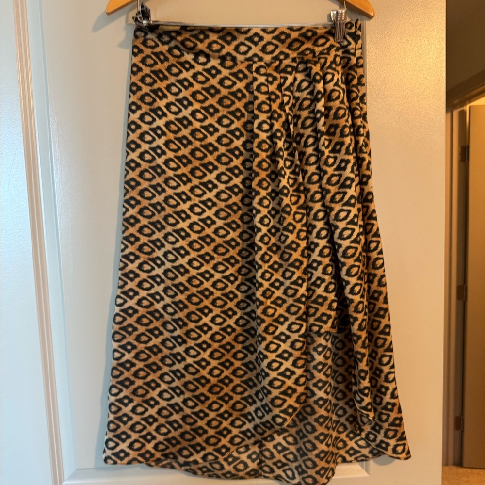 Scotch & Soda - Tan & Black Print Side Pleated Skirt